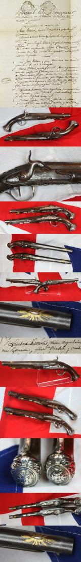 Pair of Magnificent, Royal Quality, Superb, French, Solid Silver Mounted 18th Century 'Parisian' Saddle & Duelling Pistols, Last Used in Combat At Waterloo, Bespoke Made by Maitre Kettinis, Arquebusier a Paris