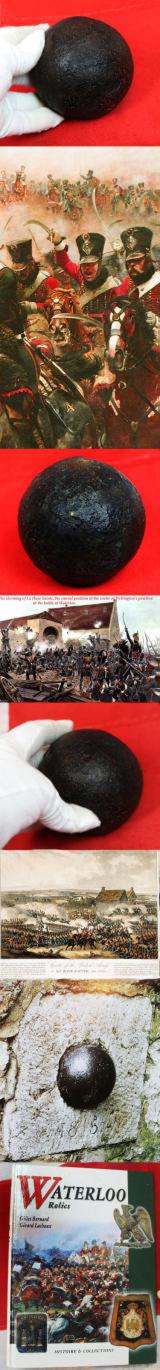 A Superb Original Waterloo Recovered Souvenir '6 Pounder ' Royal Artillery Cannon Ball Fired at La Haye Sainte During The Battle, Recovered From The Farm