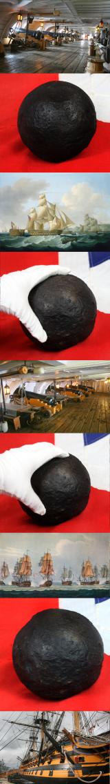 A Fabulous, Original, Royal Naval 32 Pounder Cannon Ball Fired From One Of The 32 Pounder Cannon, The Largest Cannon of the Royal Naval 100 Gunner, Man o'War, Ist Rate Warships In Nelson's Fleet Such As HMS Victory, Into The 'Formidable'