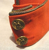 An Edwardian Colonel's Scarlet Cloth Sidecap, of 15th The Kings Hussars. With Gold Bullion Trim.