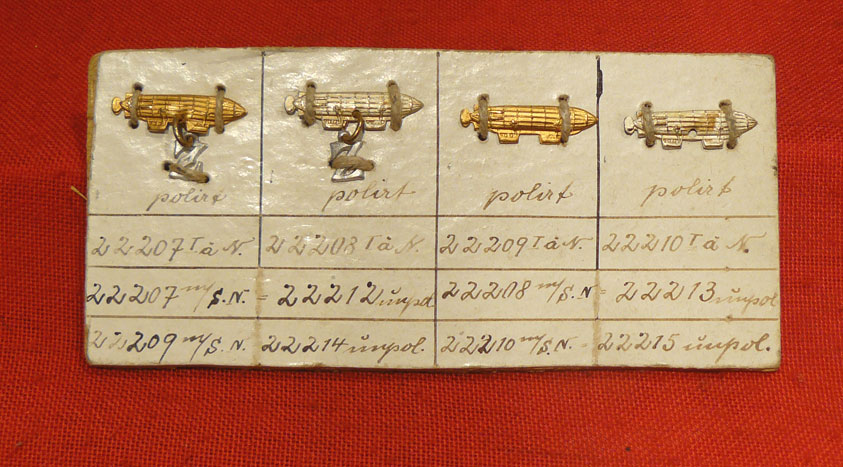 An Extraordinarily Rare Piece of Earliest Aeronautica, Airship Zeppelin 'Sample Card' For Picture Frame Mounts Circa 1915. Sold to the Family's of Airship Crew in WW1