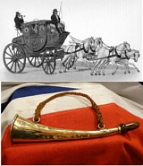 A Most Interesting French Post Chaise Horn. Brass Trumpet, Horn Mouthpiece.