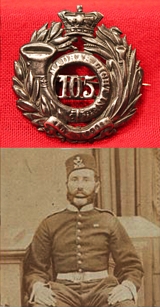 A Most Rare Victorian, Anglo Indian, British Raj, Silver 105th (Madras Light Infantry) Officer Glengarry Badge