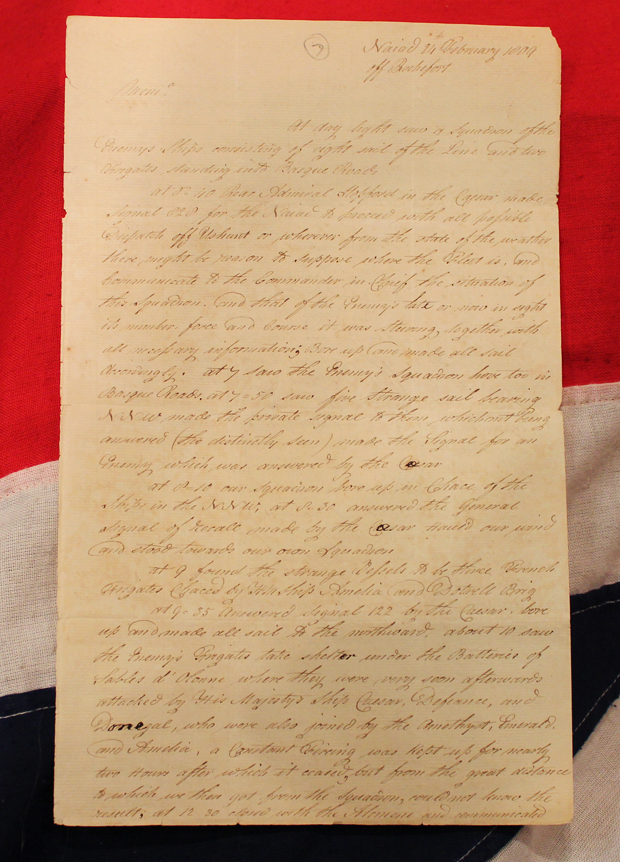 Intelligence Report From Nelson's Trafalgar Captain, Captain Dundas Aboard HMS Naiad, A Historically Significant Piece