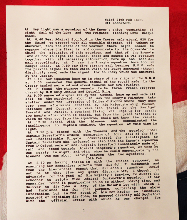 Intelligence Report From Nelson's Trafalgar Captain, Captain Dundas Aboard HMS Naiad, A Historically Significant Piece