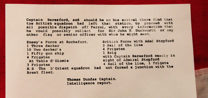 Intelligence Report From Nelson's Trafalgar Captain, Captain Dundas Aboard HMS Naiad, A Historically Significant Piece
