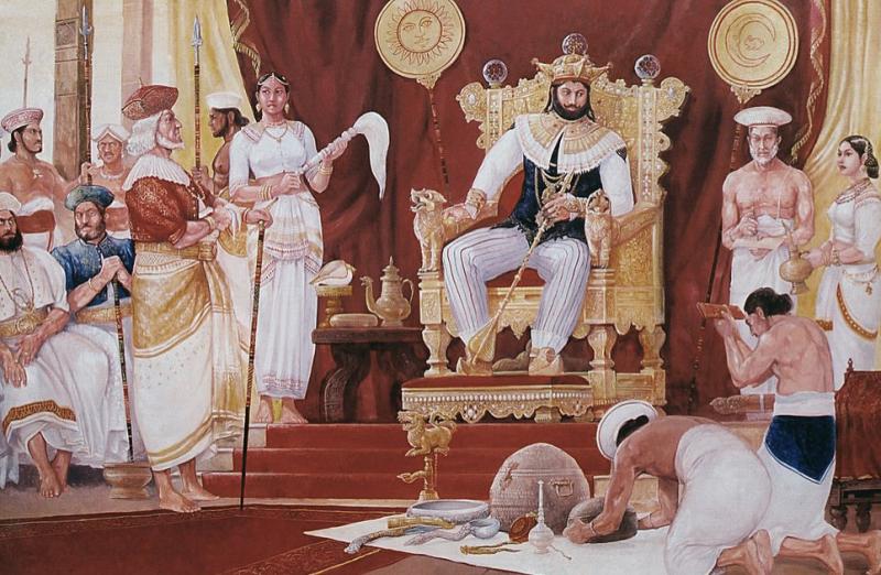 A Museum Piece, Antique 17th-18th Century Sinhalese Nobleman's Dagger Piha Kaetta, From The Royal Workshops of The King Of Kandy With Fabulous Gold Alloy, Silver, & Carved Black Coral Grip, and Very Unusually With its Original Scabbard.