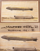 Watercolour, Zeppelin LZ 47 Tactical No LZ 77 Bodensee by Manfred Hassel