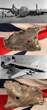 A Large Original Recovered Piece of a WW2 German Crashed Bomber's Alloy Wing Top Panel