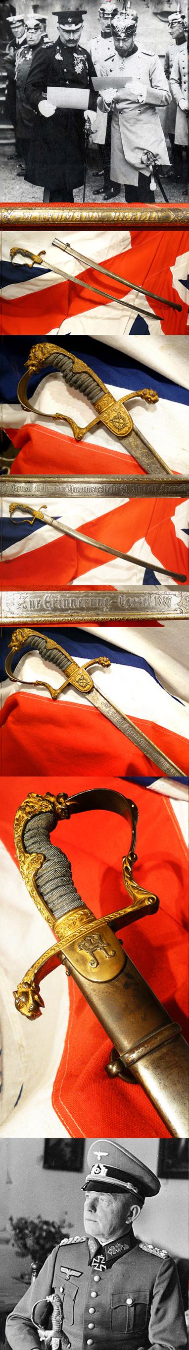 An Original, Incredibly Rare 'Damascus' Presentation Sword,  An Imperial German, Damascus Steel and Gold, Sword Presented by One of Germany’s Most Powerful and Influential Families in 1887