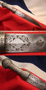 A Fine Antique 19th Century Indo Persian All Steel Kindjal Short Sword