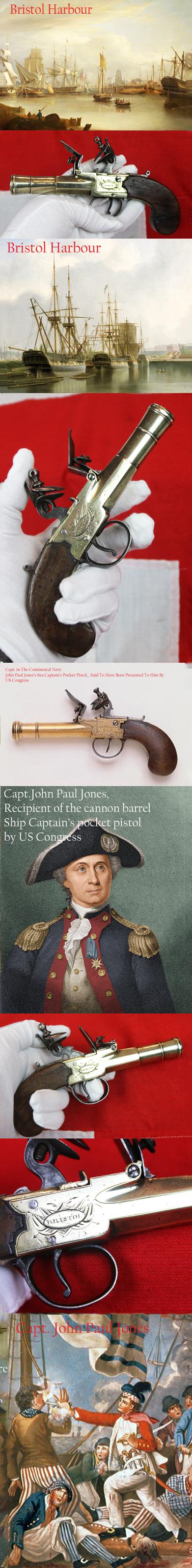 A Fabulous, 18th Century Sea Captain's Brass Cannon  Barrel Pocket Blunderbuss Pistol. A Near Pair to the Pistol Presented To America’s Most Famous Revolutionary War Naval Commander John Paul Jones