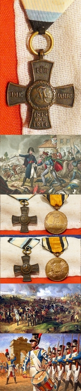 Most Rare, Original Pair of Napoleonic War Period Issued Medals, The Prussian & Bavarian Battle of Waterloo & Battle of Leipzig, One Made From Captured Cannon, Just as The British Victoria Cross Was Made From Captured Russian Cannon.