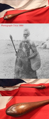 A Most Scarce Antique Australian Aboriginal Throwing Club, Carved Head