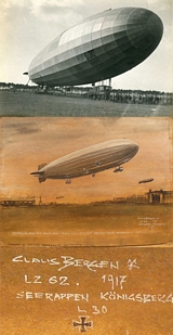 WW1 Watercolour of LZ 62. By Claus Bergen, Zeppelin L30, Naval Airship Crew
