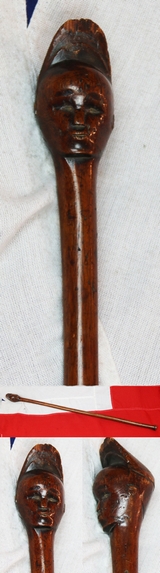 Antique Zulu-Tsonga Prestige Staff Possibly Carved by a Carver Known as the 'Baboon Master'.  With a Carved Female Head