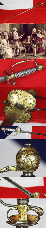 A Wonderful 18th Century French Small-Sword of Parcel Gilt Silver, Steel