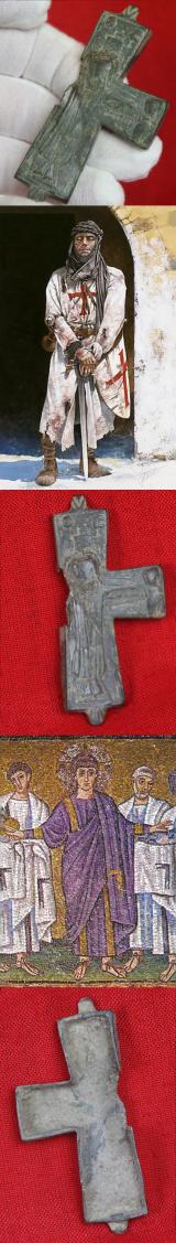 A 10th to 12th Century, Crusader Knights Period, Original, Large Reliquary Pectoral Cross Pendant, Crucifix