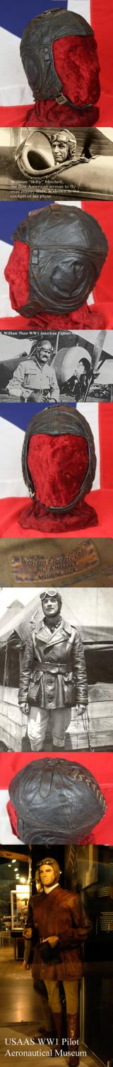 A Very Important Piece of US Aeronautical Pilot Headgear A WW1 1917 United States Air Service Pilot's Helmet