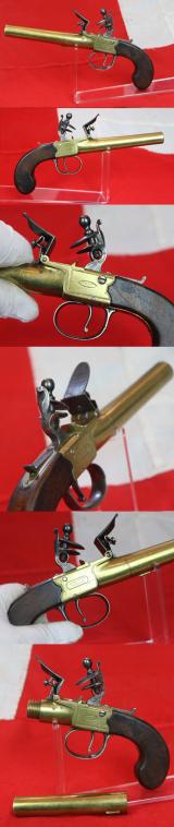 A Most Beautiful All Brass Large Boxlock King George IIIrd Napoleonic Wars Flintlock Pistol