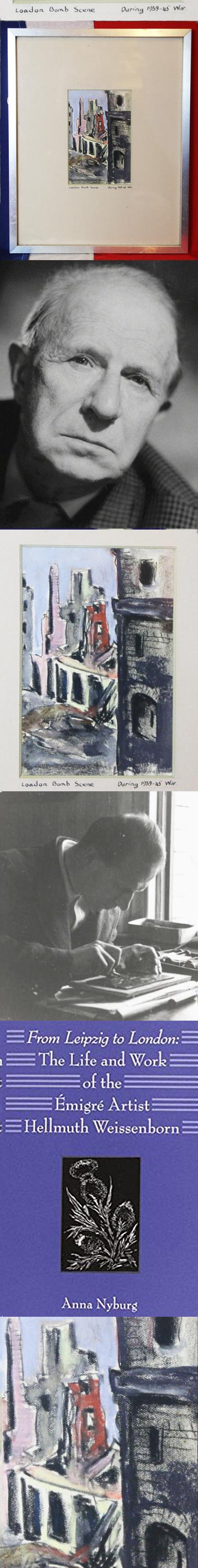 An Original Artwork of the London Blitz, 1939-1945, by WW2 Emigre German Artist Hellmuth Weissenborn, Famous Artist and Volunteer London Blitz Fireman