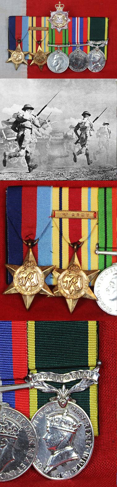 1st Army WW2 Hampshire Regiment 5 Medal Group With Territorial Named Medal