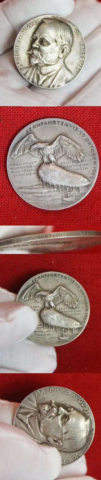 A Very Rare Long Distance Flight Medal, Major von Parseval 1909