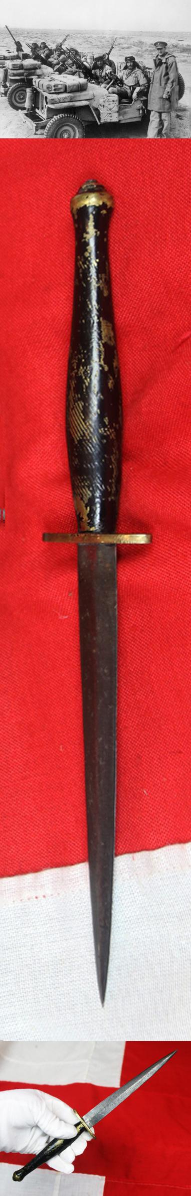 SOLD An FS Type Fighting Knife With Knurled Brass Hilt and Stilletto Blade