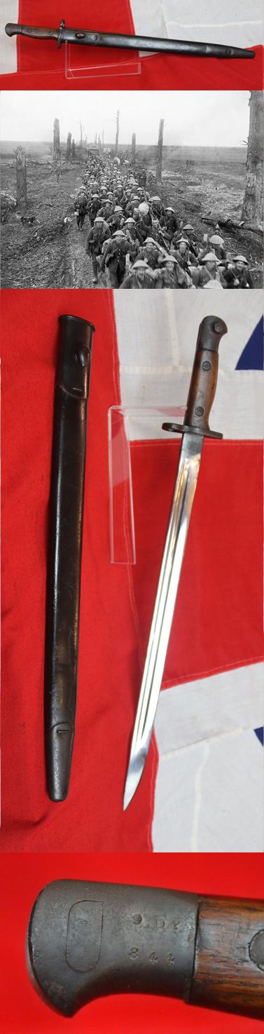 WW1 Regimental Marked SMLE MkIII Rifle Sword Bayonet, of the Notts and Derby Regt 9th Batt. Formed To Fight in Gallipoli in 1915, and Later On in the Somme Campaign  in 1916