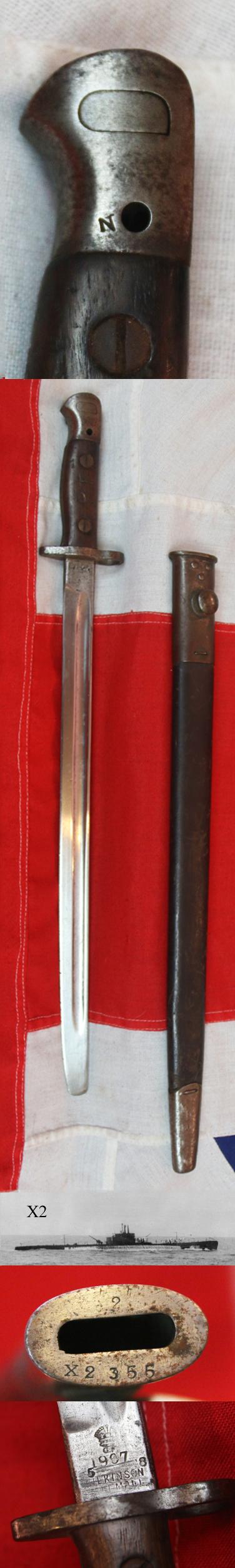 A Royal Naval Issue Wilkinson 1907 Pattern, SMLE MkIII Rifle Sword Bayonet in Scabbard, Adapted in the Field to Drill Purpose, Physical Training.