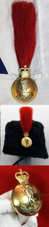 Badge with Scarlet Horse Hair Plume of the Officer of The Band of the Royal Corps of Signals, 1950's