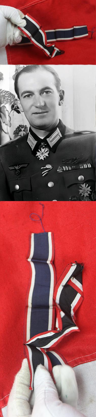 A Very Desirable Early Neck Ribbon for a German WW2 Knight's Cross of the War Merit Cross