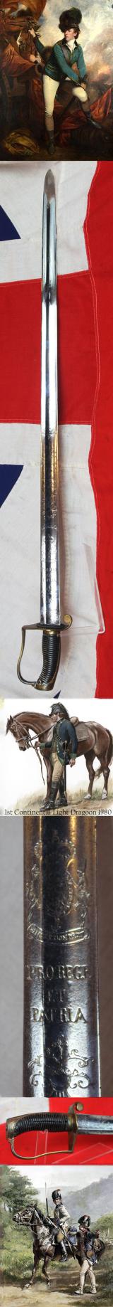 Rare English Light Dragoon Officer's Sword 1773, of the American Revolutionary War, Used By Both American and British Dragoon Regiments.