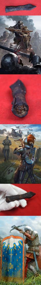 A Most Scarce Original Late 14th Century Crossbow Bolt Quarrel. From the Reign of King Henry Vth and the Battle of Agincourt  in 1415
