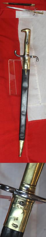 A Scarce Infanterie Seitengewehr Model 1871 Mauser Rifle Bayonet With Full Regimental Markings to Sword and Scabbard