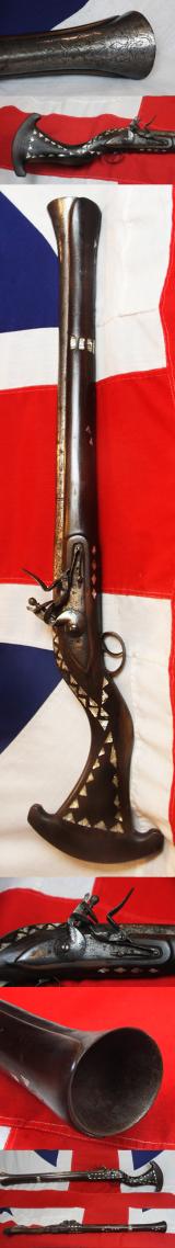 An Impressive & Highly Decorative, East India Co. Locked Blunderbuss with Elaborate Inlaid Stock of Abilone Shell