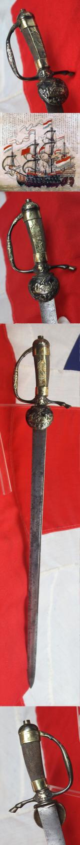 A Most Rare Circa 1700’s Sawasa Hunting Hanger With Japanese Hilt in The European Style,  For a Senior Officer of the Dutch East India Company (VOC)