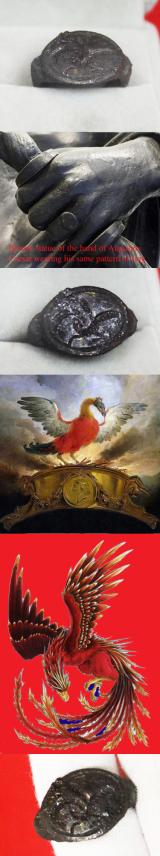 A Superb Roman 1900 Year Old 'Status' Seal Ring, Intaglio, Stylized Engraved, with a Mythological Scene of The Pheonix In Flight