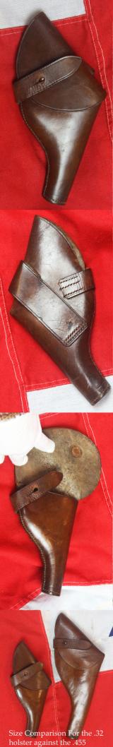 WW1 Era Quality Made Leather Holster For A .32ACP 'Model 1913' Self-Loading Pistol by Webley & Scott,