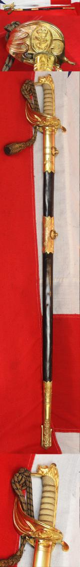 A Very Good WW1 & WW2 Royal Naval Officer's Sword with Service Knot