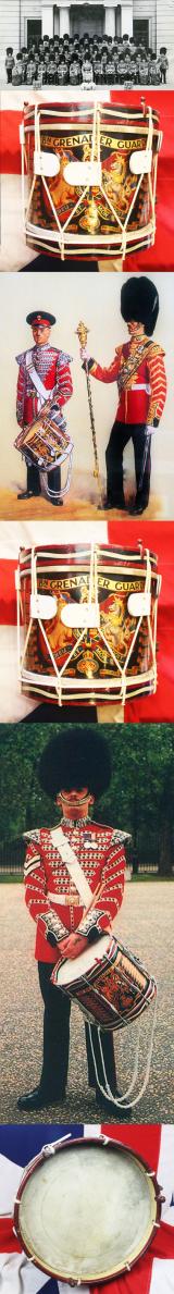 A King George Vth, King George VIth & WW2 Regimental Painted 1st Battalion Grenadier Guards, Rope Tension Snare Drum With Battle Honours Up to The End of WW1, 1918