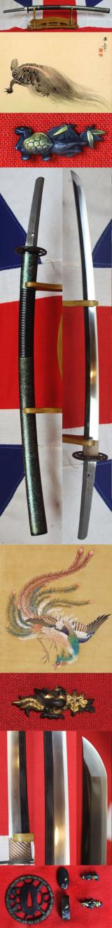 A Simply Beautiful Original Signed & Dated Antique Samurai Katana, Edo Period Shinshinto. In Superb Polish With All Original Edo Period Mounts of Shakudo and Gold by Yasuyuki 安随, & Its Original Edo Saya of Black Urushi and Abilone Shell