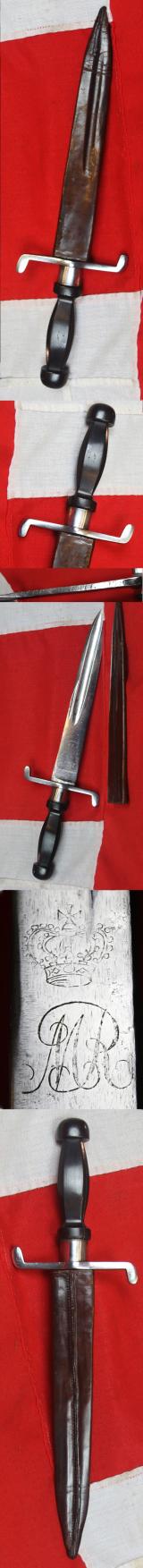 Late 18th Century 1792, Heavy Quality & Powerful Naval Officer's or Marines Officer's Fighting Dirk, With Its Owner's Royal Monogram of a Crowned M R. From The Battle of the Glorious First of June, Battles of the Nile, Camperdown, & Trafalgar Period