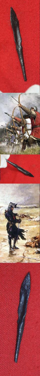 Choose The Ideal Christmas Gift From Great Britain's Favourite Armoury Antiques & Collector's Shop . A Most Scarce Original Late 14th Century Bodkin Arrow Head. From the Reign of King Henry Vth and the Battle of Agincourt in 1415