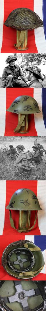 A British 1944 Pattern 'D-Day' Combat Helmet. MKIII Designed in 1943. Complete With Hand Painted Camouflage and Camouflage Net.