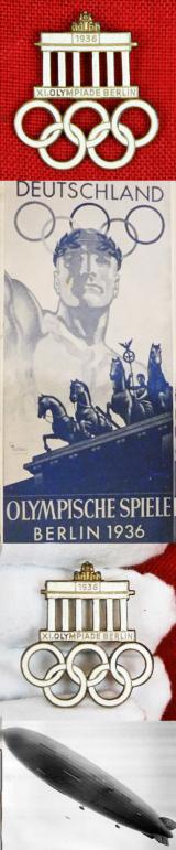 An Original German Olympic Games, Berlin 1936 Olympiad Enamel and Gilt Badge