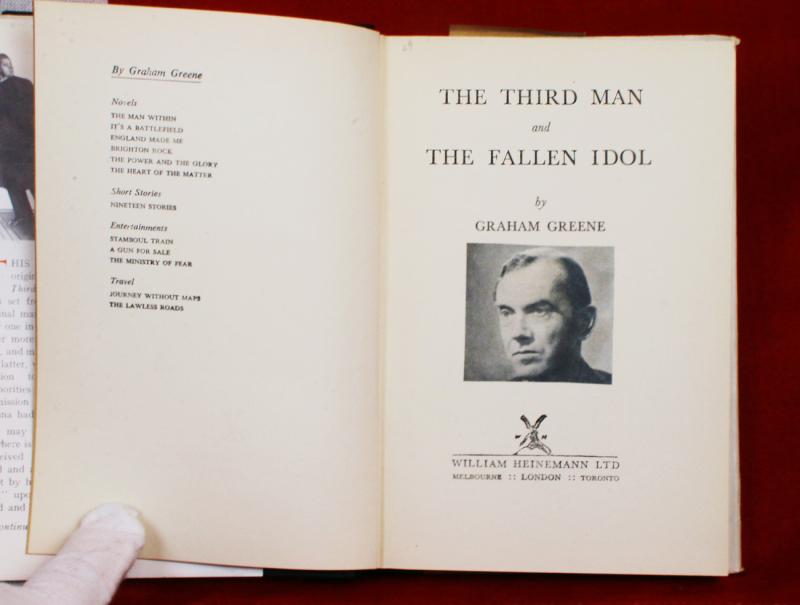 1st Edition Hardback. The Third Man and The Fallen Idol by Graham Greene  Publisher Heinemann. Frequently Voted As One of The Greatest Films of All Time.