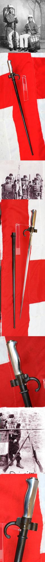 A Superb 19th-20th Century French 1886 Pattern Lebel Rifle Sword Bayonet & Frog. WW1 French Foreign Legion Issue