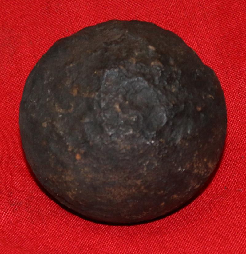 A Superb Original Waterloo Recovered Souvenir '6 Pounder ' Royal Artillery Cannon Ball Fired at La Haye Sainte During The Battle, Recovered From The Farm