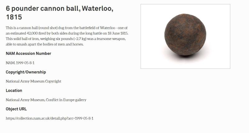 A Superb Original Waterloo Recovered Souvenir '6 Pounder ' Royal Artillery Cannon Ball Fired at La Haye Sainte During The Battle, Recovered From The Farm